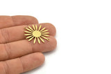 Brass Flower Charm, 8 Raw Brass Flower Charms With 2 Loops, Charm Pendants, Connectors (32x27x0.60mm) A3296