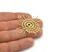 Brass Eye Charm, 4 Raw Brass Eye And Sun Shaped Charms With 1 Loop, Earring Charms (49x49x0.60mm) A3252
