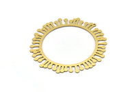 Pirinç Yuvarlak Charm, 1 Döngülü 2 Ham Pirinç Daire Şeklinde Charm, Charm Kolye Uçları, Küpe Aksesuarları (60x0,60 mm) A3249