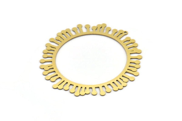 Pirinç Yuvarlak Charm, 1 Döngülü 2 Ham Pirinç Daire Şeklinde Charm, Charm Kolye Uçları, Küpe Aksesuarları (60x0,60 mm) A3249