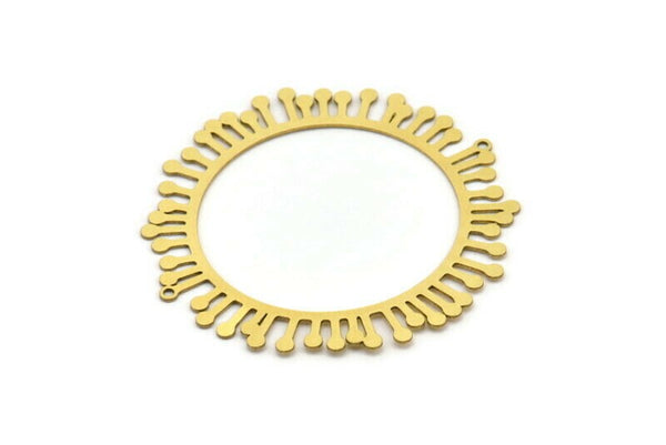 Brass Round Charm, 2 Raw Brass Circle Shaped Charms With 2 Loops, Charm Pendants, Earring Findings, Connectors (60x0.60mm) A3241