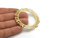 Brass Round Charm, 2 Raw Brass Circle Shaped Charms With 2 Loops, Charm Pendants, Earring Findings, Connectors (60x0.60mm) A3241