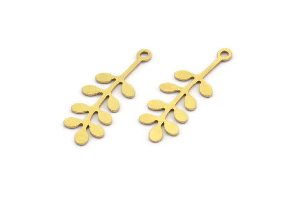 Brass Leaf Charm, 24 Raw Brass Leaf Charms With 1 Loop, Charm Pendants (24x9x0.60mm) A3298