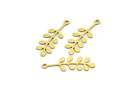 Brass Leaf Charm, 24 Raw Brass Leaf Charms With 1 Loop, Charm Pendants (24x9x0.60mm) A3298