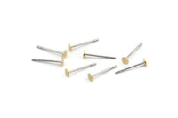Earring Post Stud, 100 - 316L Stainless Steel Earring Posts With Raw Brass 3mm Flat Pad, Ear Studs BS 2317