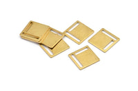 Square Brass Charm, 24 Raw Brass Square Connectors Without Hole (14x0.80mm) D0830