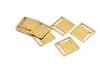 Square Brass Charm, 24 Raw Brass Square Connectors Without Hole (14x0.80mm) D0830
