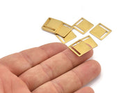 Square Brass Charm, 24 Raw Brass Square Connectors Without Hole (14x0.80mm) D0830