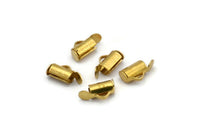 Brass Slide On End, 50 Raw Brass Slide On End Clasps for Seed Beads, Findings, Bracelets (8x4mm) BS 2125