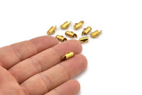 Brass Slide On End, 50 Raw Brass Slide On End Clasps for Seed Beads, Findings, Bracelets (8x4mm) BS 2125