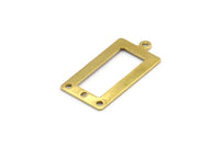 Brass Rectangle Charm, 24 Raw Brass Rectangle Charms with 1 Loop And 3 Holes, Pendants, Earrings (28x14x0.80mm) B0326