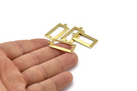 Brass Rectangle Charm, 24 Raw Brass Rectangle Charms with 1 Loop And 3 Holes, Pendants, Earrings (28x14x0.80mm) B0326
