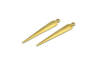 Brass Spike Charms, 100 Raw Brass Spike Charms (32x5mm) Brs 286 A0268