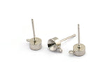 Silver Ear Post, 50 Silver Tone Studs, 5mm Brass Ear Posts, Brass Earstuds  A0924