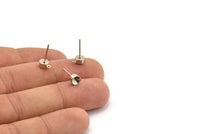 Silver Ear Post, 50 Silver Tone Studs, 5mm Brass Ear Posts, Brass Earstuds  A0924
