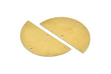 Semi Circle Charm, 4 Raw Brass Half Moon Blanks With 2 Holes, Earrings, Pendants (50x24x0.80mm) D923