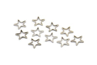 Silver Star Charm, 100 Silver Tone Open Star Charms (10x0.9x0.4mm) BS 2387