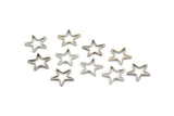 Silver Star Charm, 100 Silver Tone Open Star Charms (10x0.9x0.4mm) BS 2387