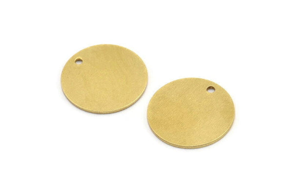 Brass Stamping Tag, 10 Raw Brass Round Charms With 1 Hole (17x0.80mm) A3475