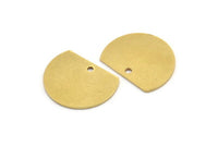 Semi Circle Charm, 10 Raw Brass Half Moon Charms With 1 Hole (18x14x0.80mm) A3476