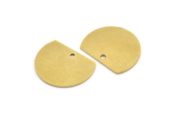 Semi Circle Charm, 10 Raw Brass Half Moon Charms With 1 Hole (18x14x0.80mm) A3476