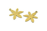 Brass Flower Charm, 12 Raw Brass Flower Charms With 1 Loop, Charm Pendants (20x16x0.60mm) A3434