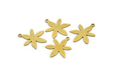 Brass Flower Charm, 12 Raw Brass Flower Charms With 1 Loop, Charm Pendants (20x16x0.60mm) A3434