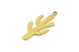 Brass Cactus Charm, 12 Raw Brass Cactus Charms With 1 Loop (26x12x0.60mm) A3391