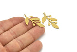 Brass Leaf Charm, 10 Raw Brass Leaf Charms With 1 Loop, Charm Pendants (36x20x0.60mm) A3388