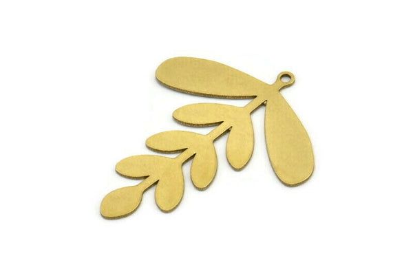 Brass Leaf Charm, 6 Raw Brass Leaf Charms With 1 Loop, Charm Pendants (36x29x0.60mm) A3402