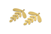 Brass Leaf Charm, 6 Raw Brass Leaf Charms With 1 Loop, Charm Pendants (36x29x0.60mm) A3402
