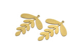 Brass Leaf Charm, 6 Raw Brass Leaf Charms With 1 Loop, Charm Pendants (36x29x0.60mm) A3402