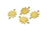 Brass Flower Charm, 24 Raw Brass Flower Charms With 2 Loops, Flower Connectors (18x12x0.60mm) A3430