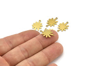 Brass Flower Charm, 24 Raw Brass Flower Charms With 2 Loops, Flower Connectors (18x12x0.60mm) A3430