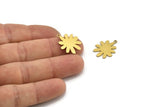 Brass Flower Charm, 12 Raw Brass Flower Charms With 1 Loop, Charm Pendants (20x16x0.60mm) A3426