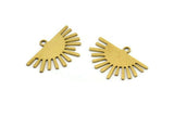 Brass Sun Charm, 12 Raw Brass Sun Charms With 1 Loop, Charm Pendants (20x14x0.60mm) A3395