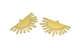 Brass Sun Charm, 4 Raw Brass Sun Charms With 1 Loop, Charm Pendants (37x24x0.60mm) A3394