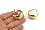 Earring Studs, 2 Raw Brass -  Stud Earrings - Brass Earrings - Earrings (32x18mm) N2058