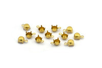 Round Prong Setting, 250 Raw Brass Round 1 Loop, 4 Prong Settings for SS24  5.10mm/5.30 Rhinestones S406