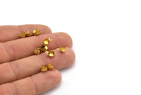 Round Prong Setting, 250 Raw Brass Round 1 Loop, 4 Prong Settings for SS24  5.10mm/5.30 Rhinestones S406