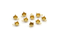 Round Prong Setting, 250 Raw Brass Round 1 Loop, 4 Prong Settings For Ss16 (pp31) 3.9mm/4mm Rhinestones S410