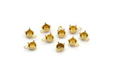 Round Prong Setting, 250 Raw Brass Round 1 Loop, 4 Prong Settings For Ss16 (pp31) 3.9mm/4mm Rhinestones S410