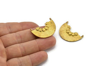 Semi Circle Pendant, 2 Raw Brass Semi Circle  Pendants With 2 Loops (32x22x1mm) BS 1890