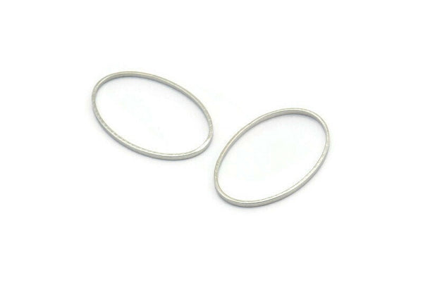 Silver Oval Connectors, 50 Silver Tone Oval Connectors, Rings, Findings (20x13x0.5mm) BS 2424