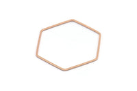 Hexagon Ring Charm, 4 Rose Gold Plated Brass Hexagon Shaped Ring Charms (40x1mm) E306 Q0515