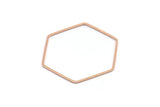 Hexagon Ring Charm, 4 Rose Gold Plated Brass Hexagon Shaped Ring Charms (40x1mm) E306 Q0515