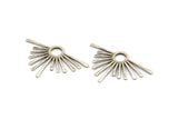 Gümüş Güneş Kolye, 2 Antik Gümüş Kaplamalı Pirinç Çekiçlenmiş Güneş Kolye (51x31x1,8 mm) BS 1940 H1129