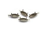 Marquise Prong Setting, 25 Antique Silver Plated Brass Marquise 1 Loop, 4 Prong Settings (7x15mm) S398 H0633