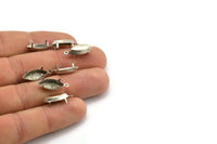 Marquise Prong Setting, 25 Antique Silver Plated Brass Marquise 1 Loop, 4 Prong Settings (7x15mm) S398 H0633