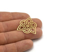 Brass Ethnic Charm, 8 Raw Brass Ethnic Motif Shaped Charms, Earring Charms (32x28x0.60mm) A3470
